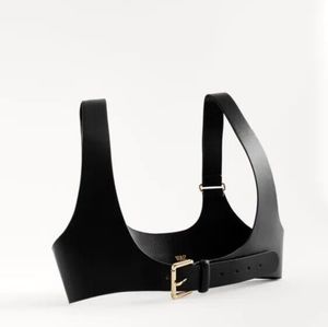ZARA Faux Leather Black Harness Vest Women's Belt Size 80 - New without Tag